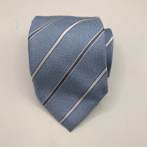 Vtg Armani Collezioni Blue and Silver Striped Tie 60.8” X 3.5”